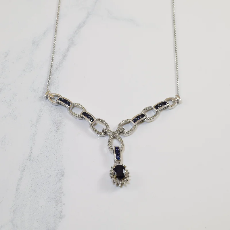 Blue Sapphire & Diamond Necklace | 18" |