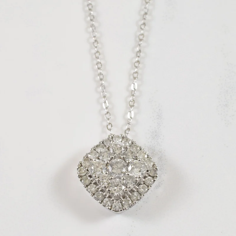 Cluster Set Diamond Necklace | 1.00ctw | 18" |