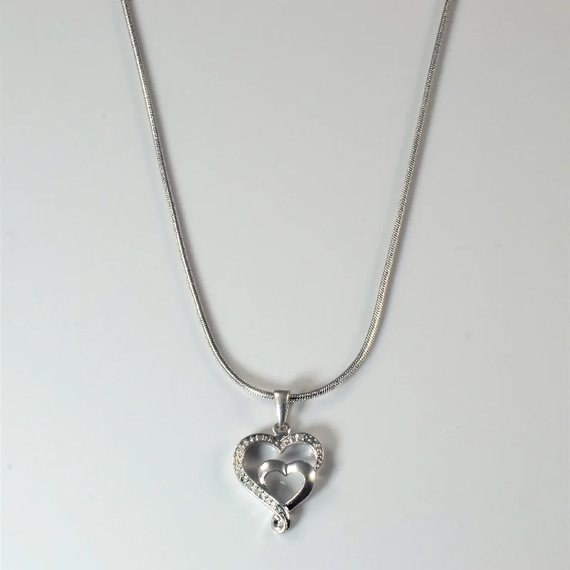 Double Diamond Heart Necklace | 0.015ctw | 17" |