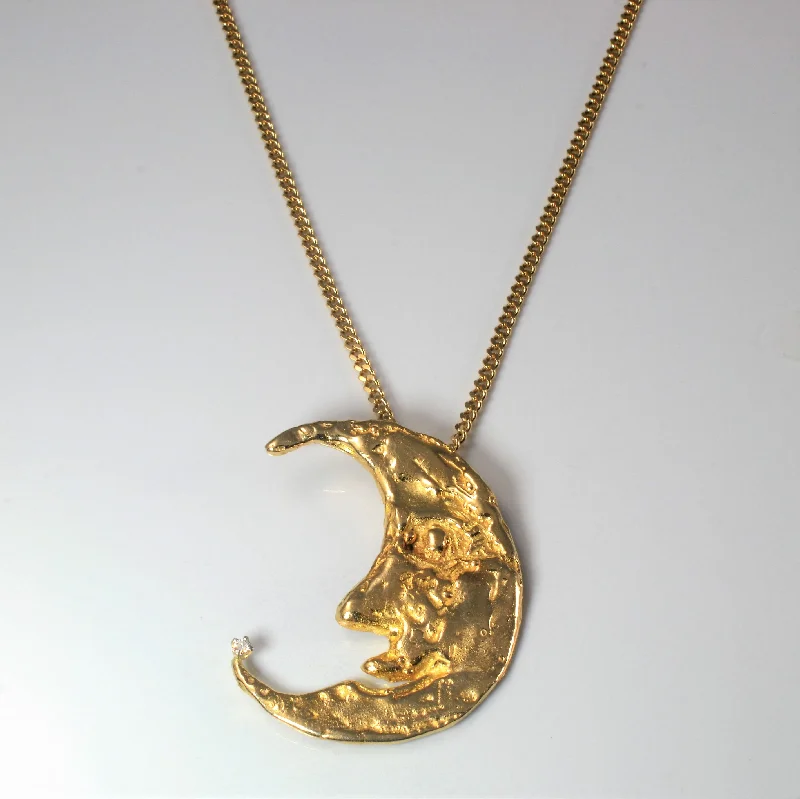 Diamond Moon Necklace | 0.05ct | 22" |