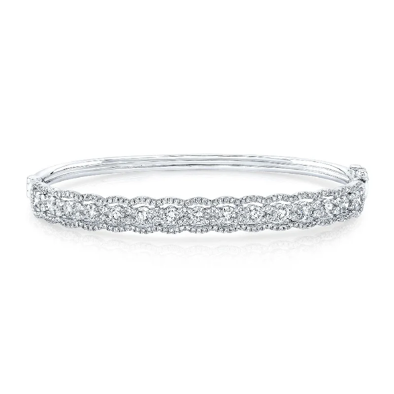 Diamond Scallop Edge Bangle In 14k White Gold - (cloned)