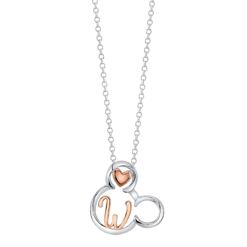 The Perfect Jewelry Piece At The Perfect Price Disney Sterling Silver 18-inch Initial Pendant; Initial W