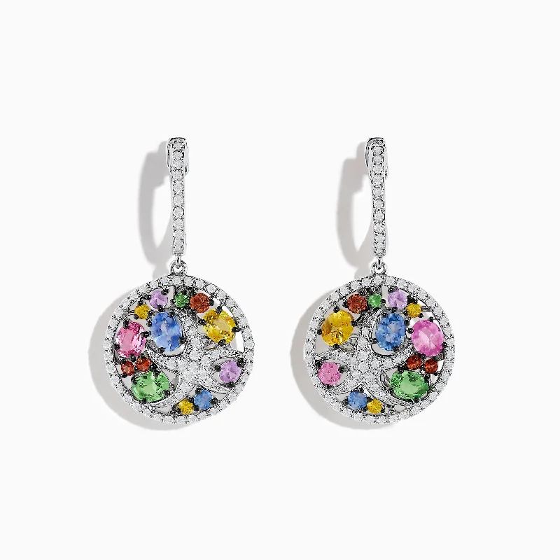 Timeless Beauty, Unbeatable Deals – Jewelry Sale On Watercolors 14K White Gold Multi Sapphire Earrings