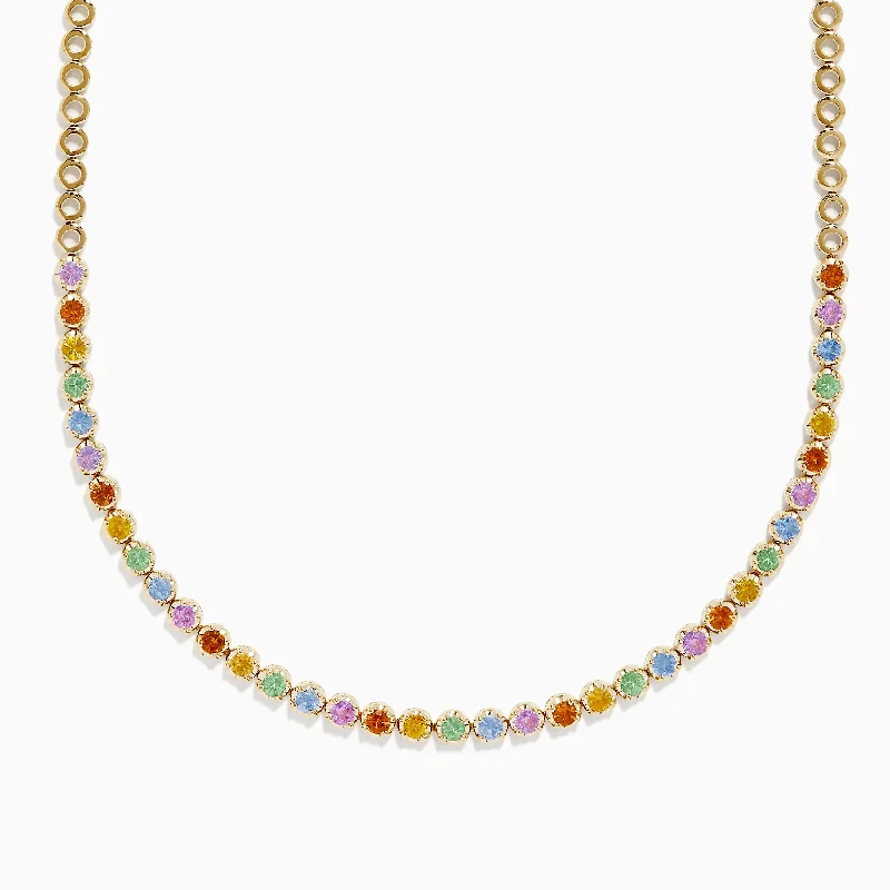 Once-A-Year Jewelry Deals – Shop Before They’Re Gone Watercolors 14K Yellow Gold Multi Sapphire and Diamond Necklace