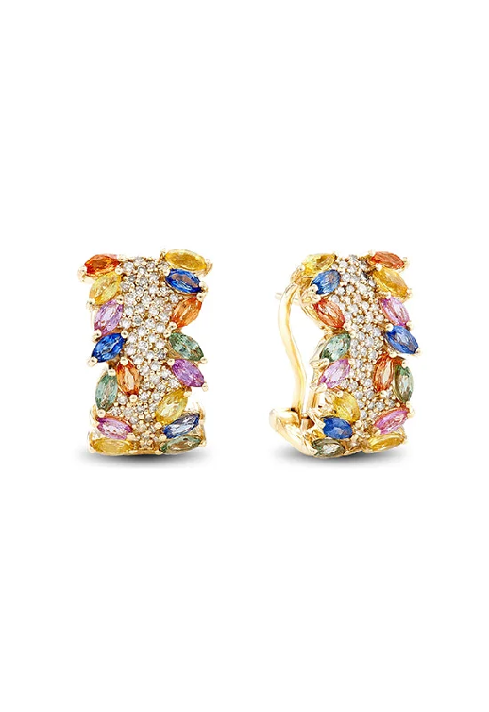 Grab Exquisite Jewelry At The Lowest Prices Watercolors 14K Yellow Gold Multi Sapphire & Diamond Earrings, 4.2 TCW