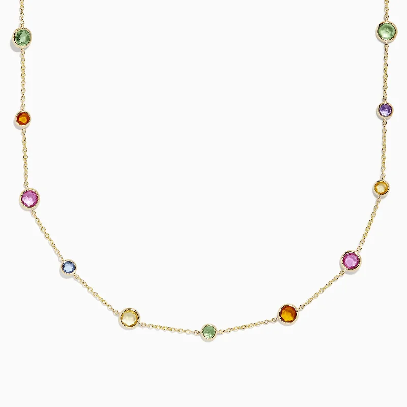 Luxury Meets Affordability – Jewelry Sale Live Now Watercolors 14k Yellow Gold Multi Sapphire Station Necklace