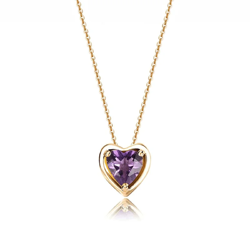 Unmissable Jewelry Discounts – Elevate Your Look For Less FANCIME Delicate Amethyst Heart February Birthstone 14K Gold Necklace