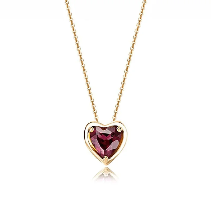 Fashion-Forward Jewelry At Incredible Prices FANCIME Delicate Garnet Heart January Birthstone 14K Gold Necklace