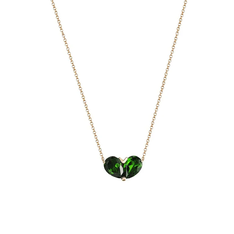 Bestselling Jewelry Now On Sale – Elevate Your Look FANCIME Green Tourmaline Heart 18k Rose Gold Necklace