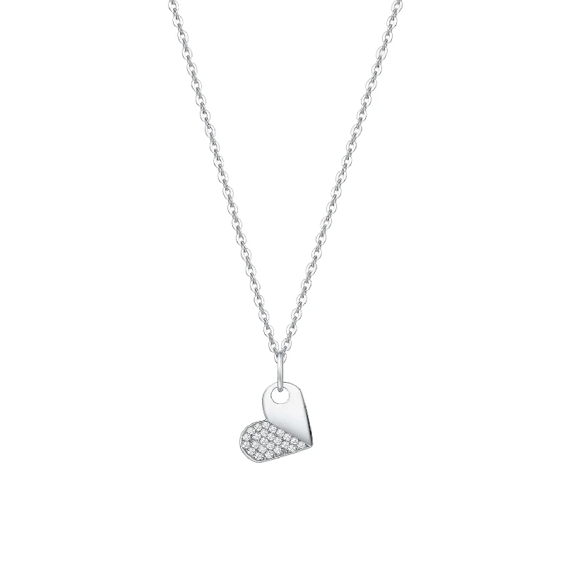 Premium Jewelry Now Available At Special Discounts FANCIME Half Open Heart 18K White Gold Necklace