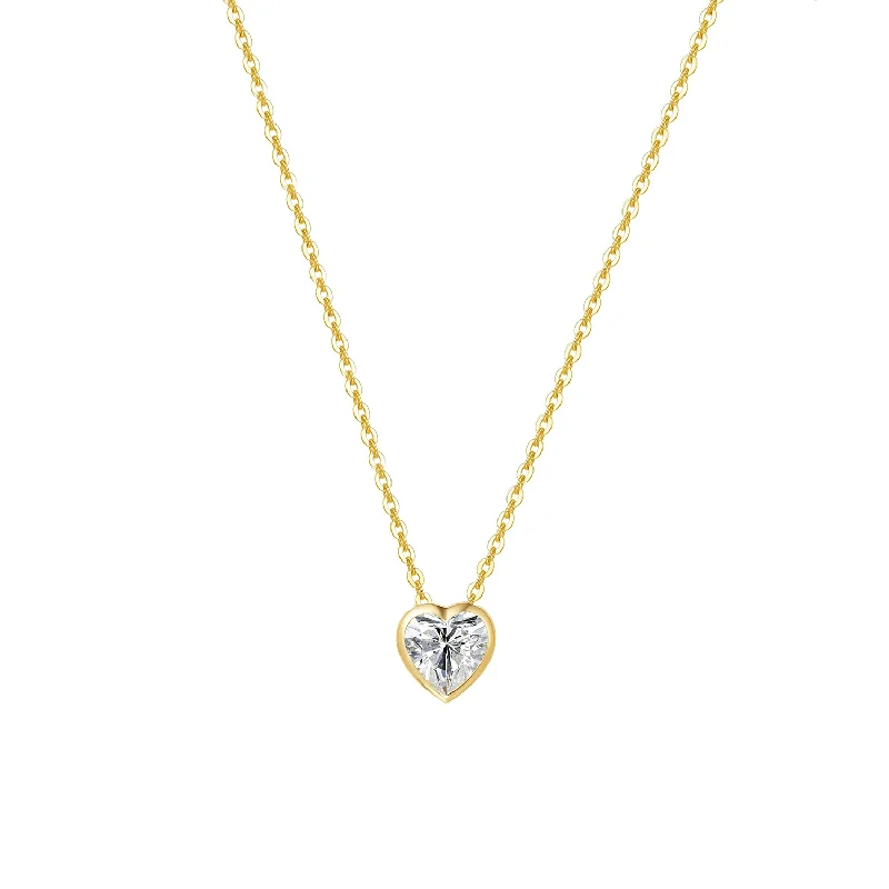 Your Perfect Accessory At The Perfect Price FANCIME Heart Shape Bezel 14K Yellow Gold Necklace