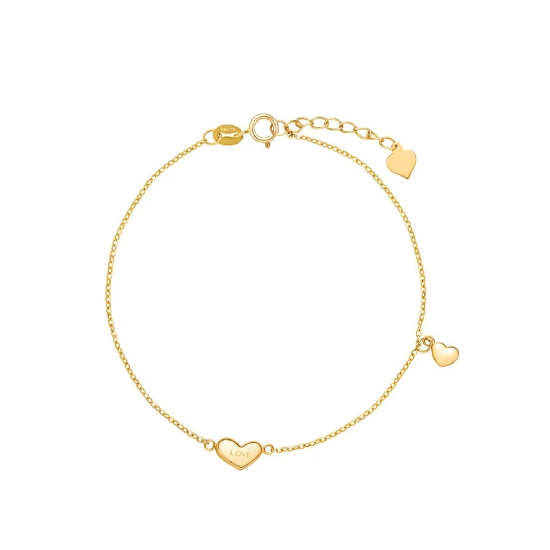 Personalized Engraved Jewelry For Meaningful Gifts "Heart To Heart" Love Letter 18K Yellow Gold Bracelet