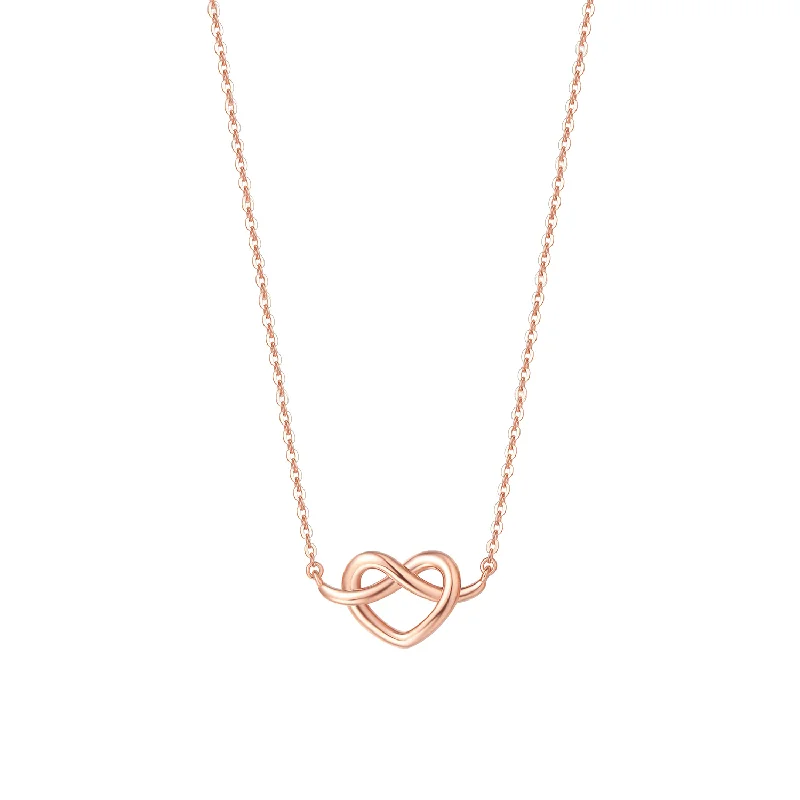 Huge Savings On Timeless Jewelry Collections FANCIME Knotted Heart 14K Solid Rose Gold Necklace