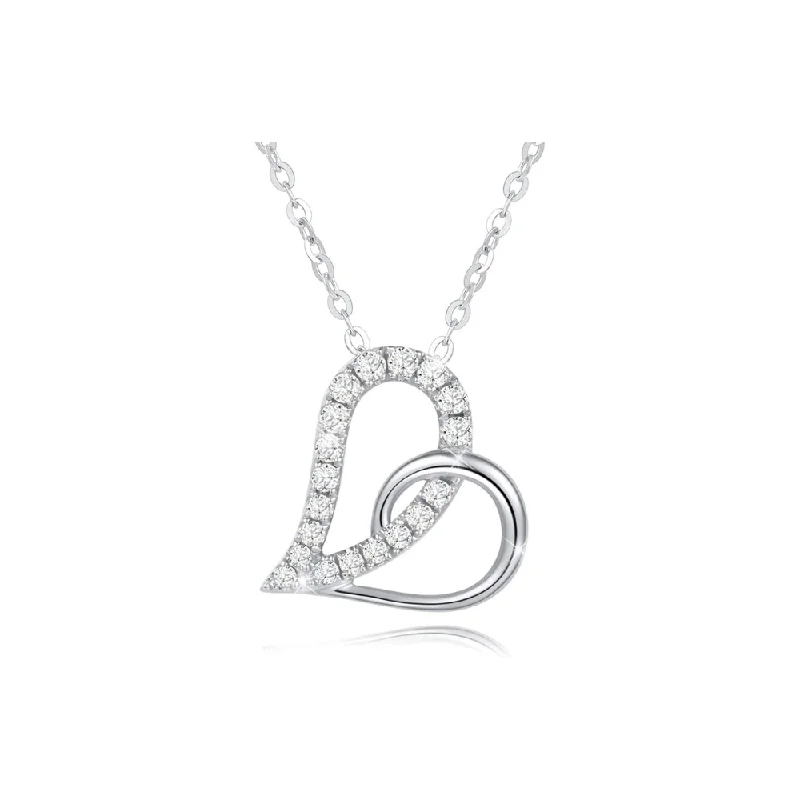 Exclusive Jewelry Bundles At Discounted Rates FANCIME "Pounding Heart" Love Open Heart 18k White Gold Necklace