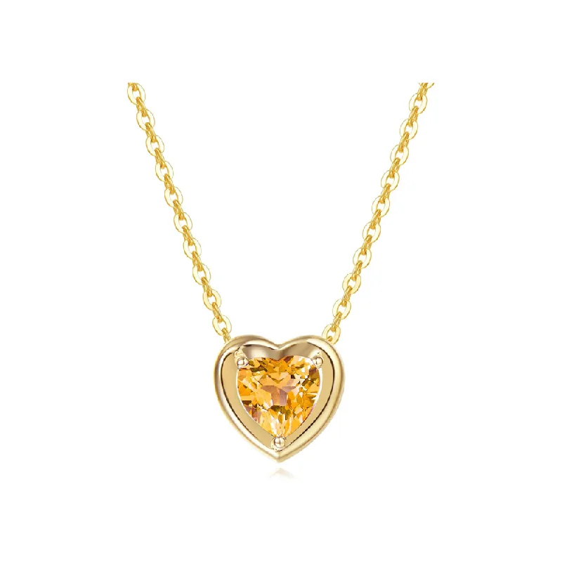 Luxury Jewelry Now At Special Promotional Rates FANCIME Yellow Citrine Heart Birthstone 14k Yellow Gold Necklace