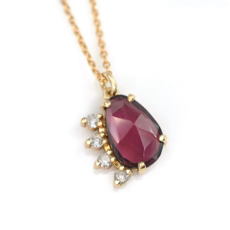 Garnet Rose Cut Asymmetrical Necklace