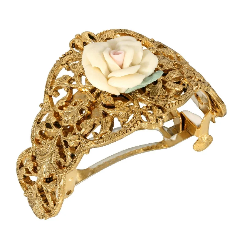 Trendy And Classic Jewelry Now At Reduced Prices 1928 Jewelry Ivory Porcelain Rose Ponytail Holder