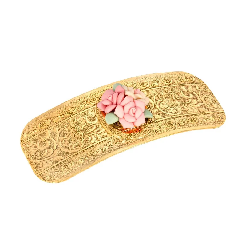 Personalized Jewelry Sale – Unique Gifts At Low Prices 1928 Jewelry Large Pink Porcelain Flower Hair Barrette