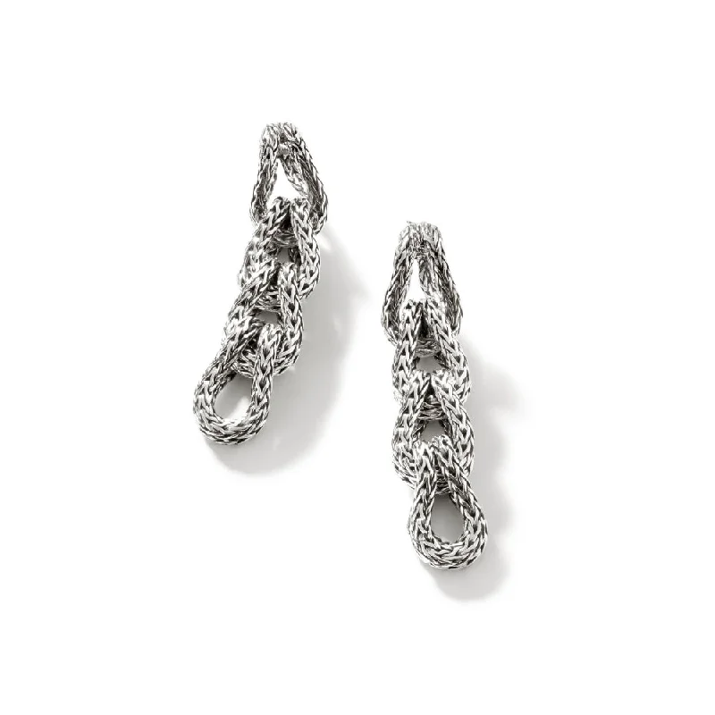 John Hardy Silver Chain Link Drop Earrings