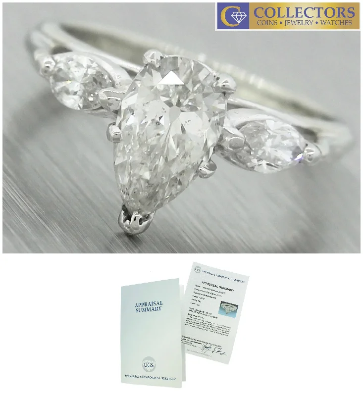 The Jewelry Sale You've Been Waiting For Is Here Ladies Modern 1.45ctw Pear Diamond 14K 585 White Gold Engagement Ring EGL USA