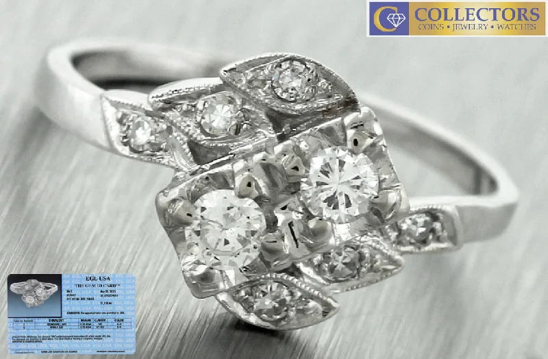 Timeless Elegance At Unbelievable Discounts Ladies Vintage Estate 14K White Gold 0.45ctw Diamond Engagement Ring EGL USA