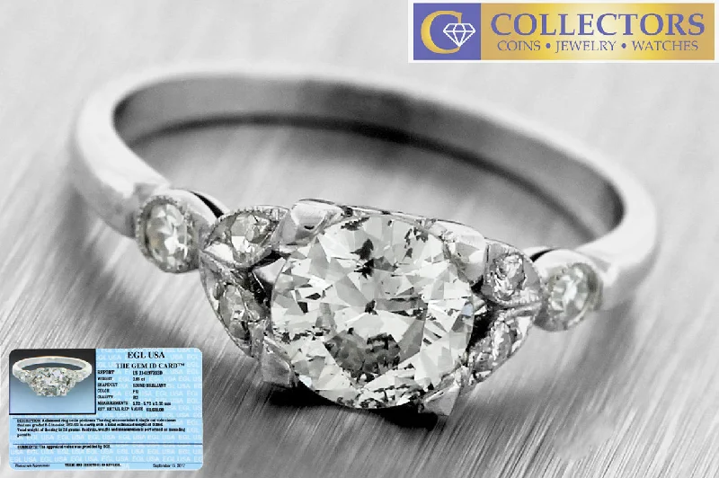 Unmissable Jewelry Sale – Shop Before It's Too Late Ladies Vintage Estate Platinum 0.74ctw Diamond Engagement Ring EGL USA