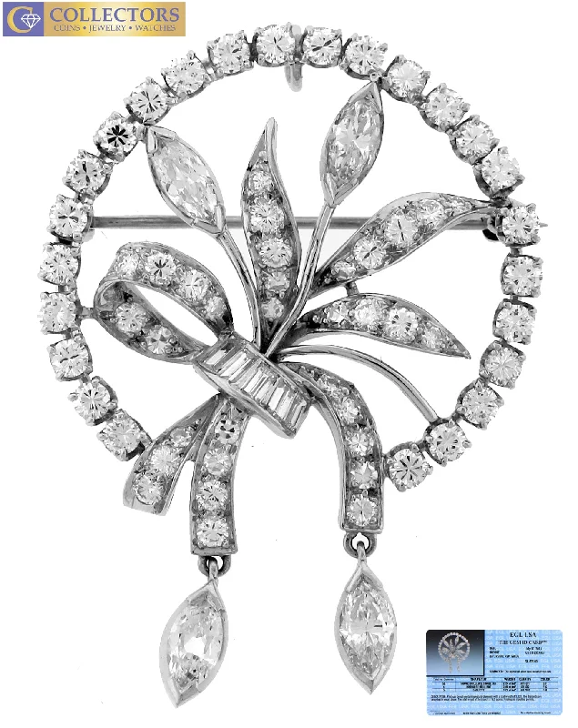 Jewelry Deals That Sparkle – Shop Today Ladies Vintage Estate Platinum 3.32ctw Diamond Floral Wreath Brooch Pin EGL USA