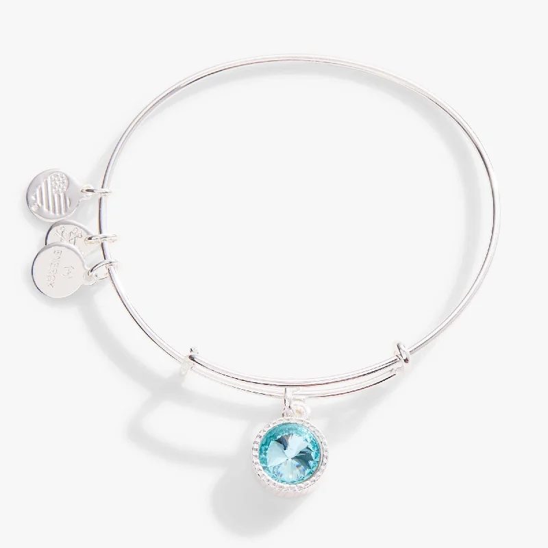 Last Chance To Grab Your Favorite Jewelry At A Discount March Birthstone Charm Bangle, Aquamarine