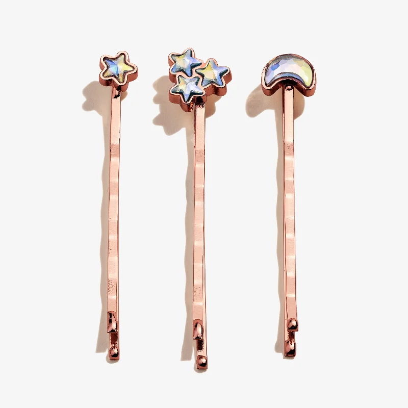 Elevate Your Outfit With Discounted Statement Jewelry Moon + Star Hair Pins, Set of 3