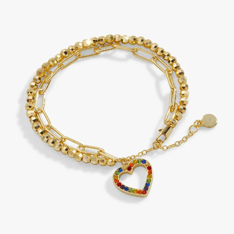 Seasonal Jewelry Sale – Upgrade Your Collection Multicolor Heart Double Layer Adjustable Bracelet