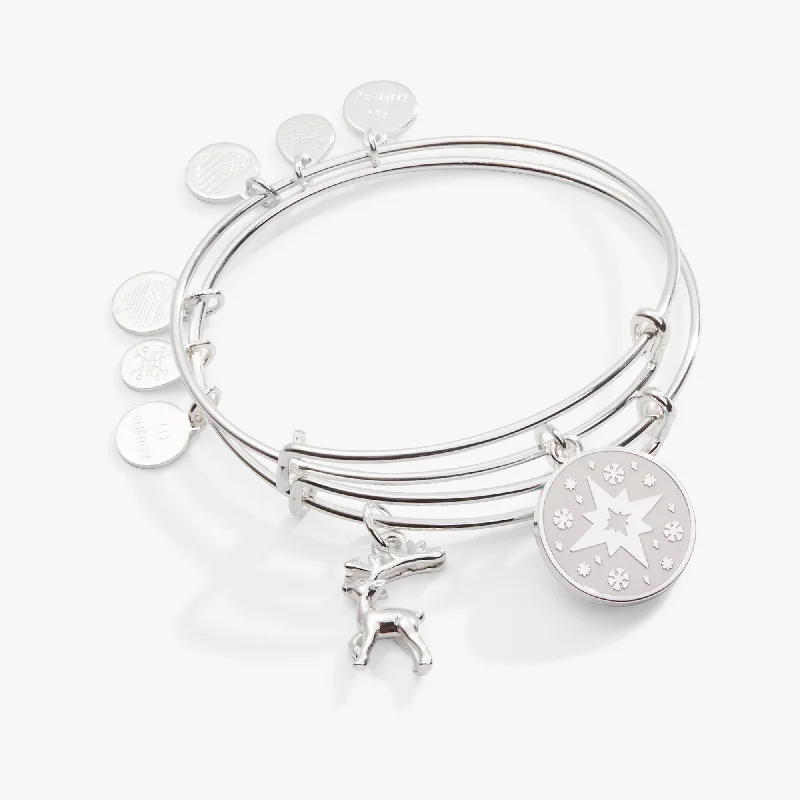 The Ultimate Jewelry Sale – Shop Premium Styles North Star + Reindeer Charm Bangle, Set of 2