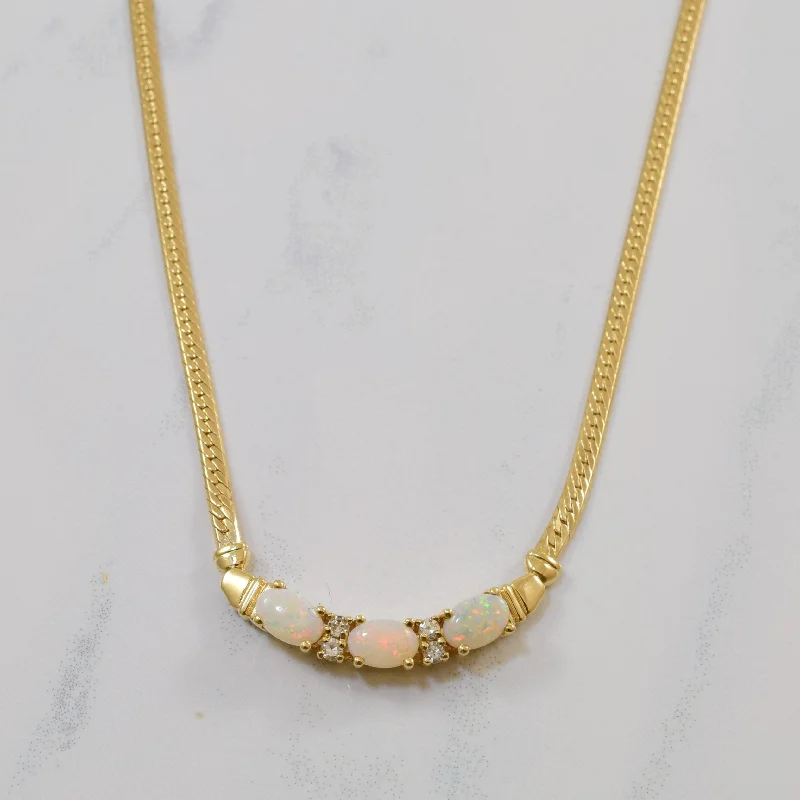 Opal & Diamond Bar Necklace | 0.84ctw, 0.10ctw | 16.75" |