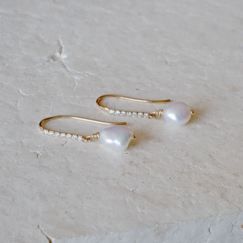 Grab Your Favorite Jewelry At The Lowest Prices Pearl Diamond Hook Earrings | OOAK