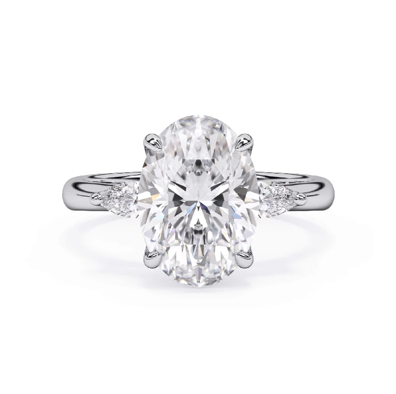 Shop Signature Jewelry Styles At Exclusive Prices Petal Inspired Three Stone Engagement Ring Setting with Matching Pear Shape Diamonds