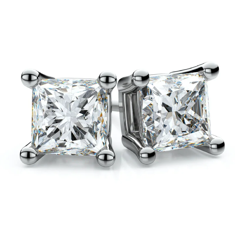 Platinum 4-prong Princess Diamond Stud Earrings (0.25 Ct. T.w., Vs1-vs2 Clarity, F-g Color)