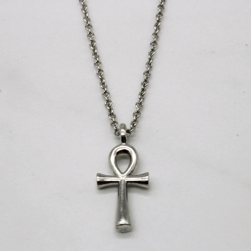 Platinum Ankh Pendant Necklace | 18" |