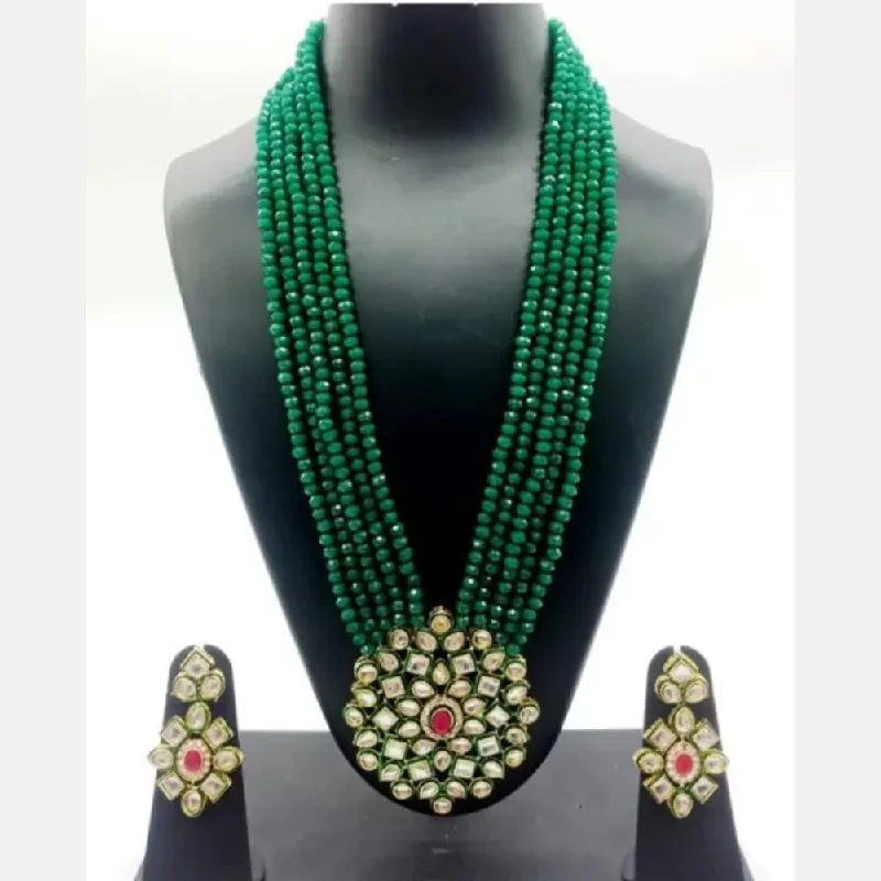 Shree Jai Sai Art Gold Plated Beads Long Necklace Set