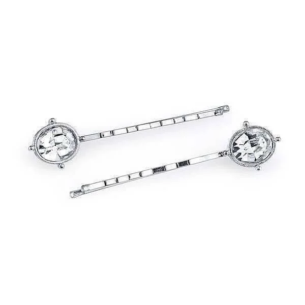 Elevate Your Jewelry Collection With Limited-Time Savings 1928 Bridal Clear Crystal Oval Bobby Pin Set