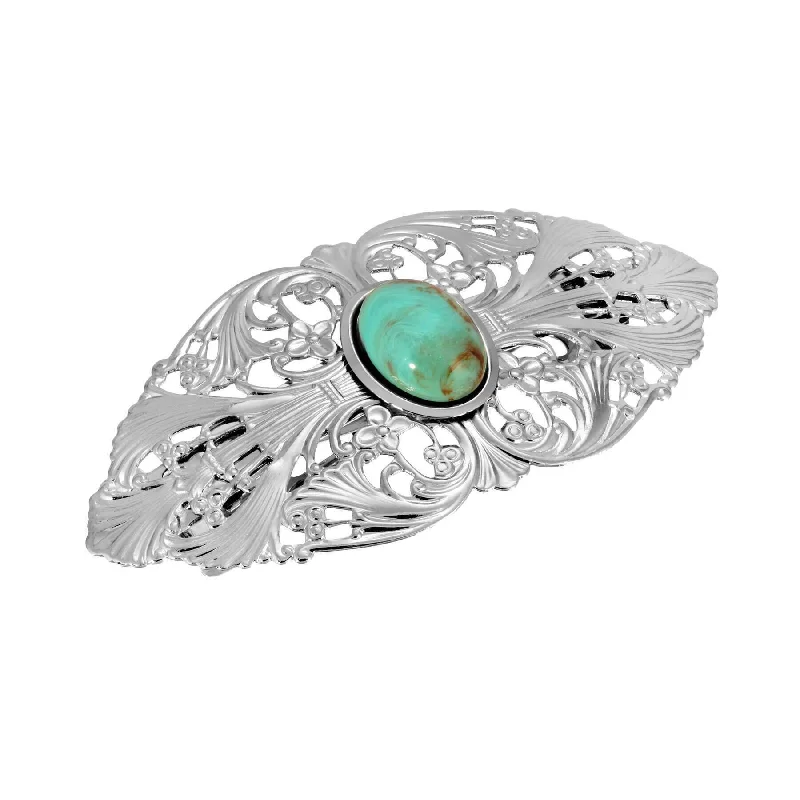 Limited-Time Jewelry Discounts – Shine Without The Splurge 1928 Jewelry Oval Turquoise Color Oval Stone Large Hair Barrette