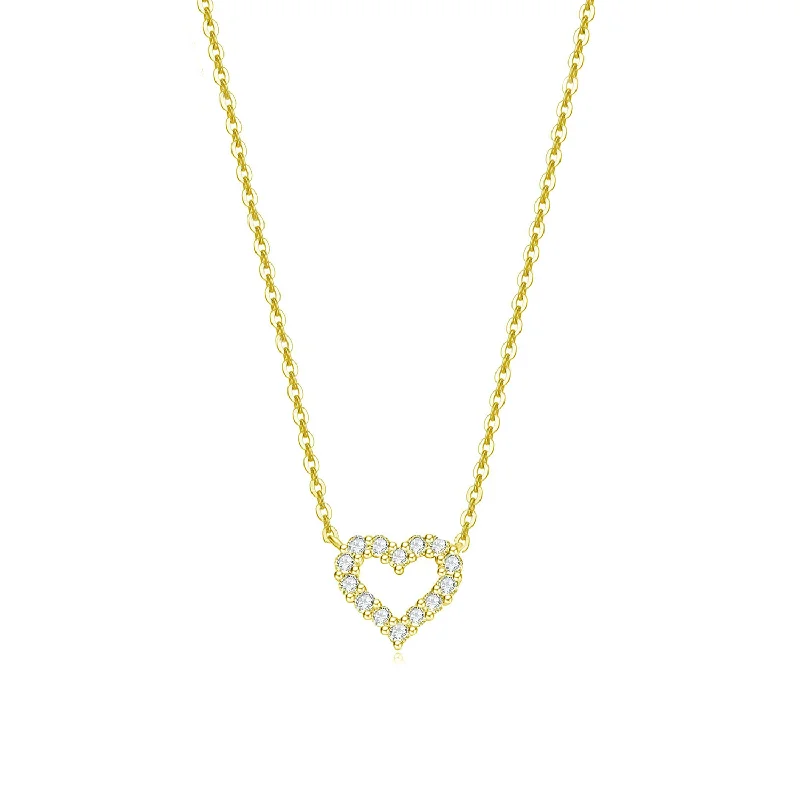 Special Offers On Handcrafted And Designer Jewelry Small Tiny Diamond Heart Pendant Necklace in 14k Yellow Gold