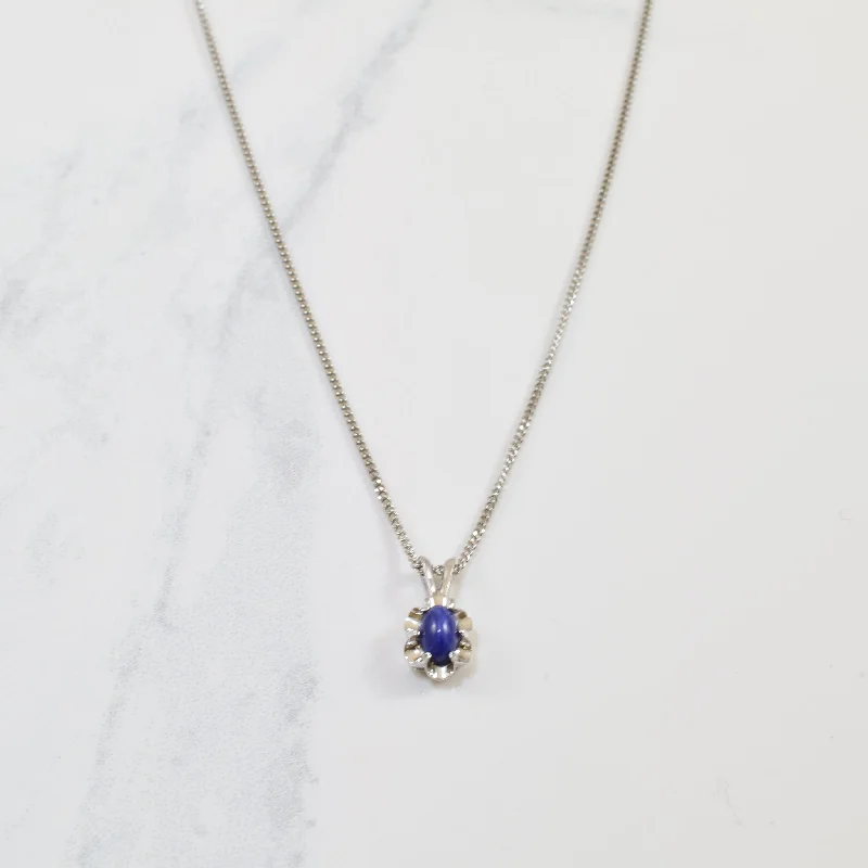 Solitaire Synthetic Star Sapphire Necklace | 0.70ct | 18" |