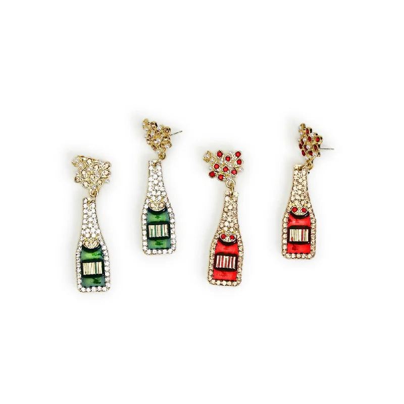 Two's Company Raise Your Glasses Embellished Bottle Earrings