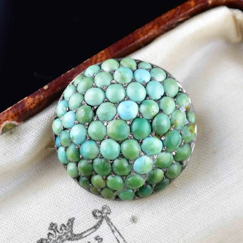 Victorian Silver Turquoise Cluster Brooch